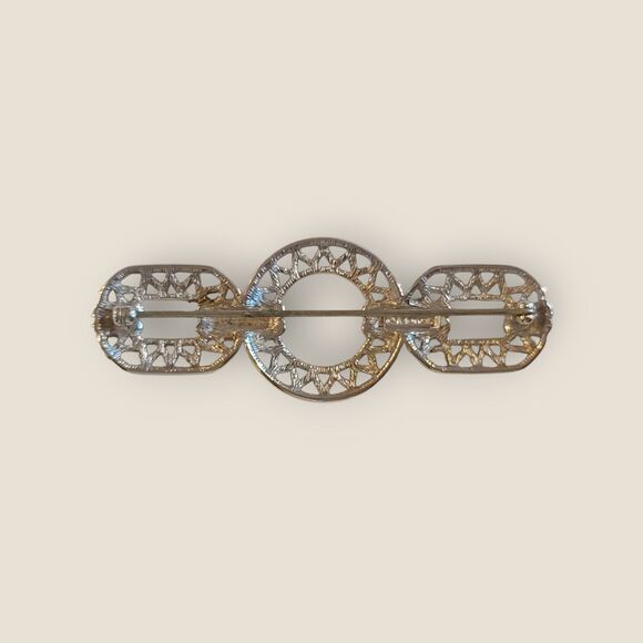 Vintage Signed Monet Silver Tone Bar Art Deco Pin Brooch Estate - Picture 5 of 8